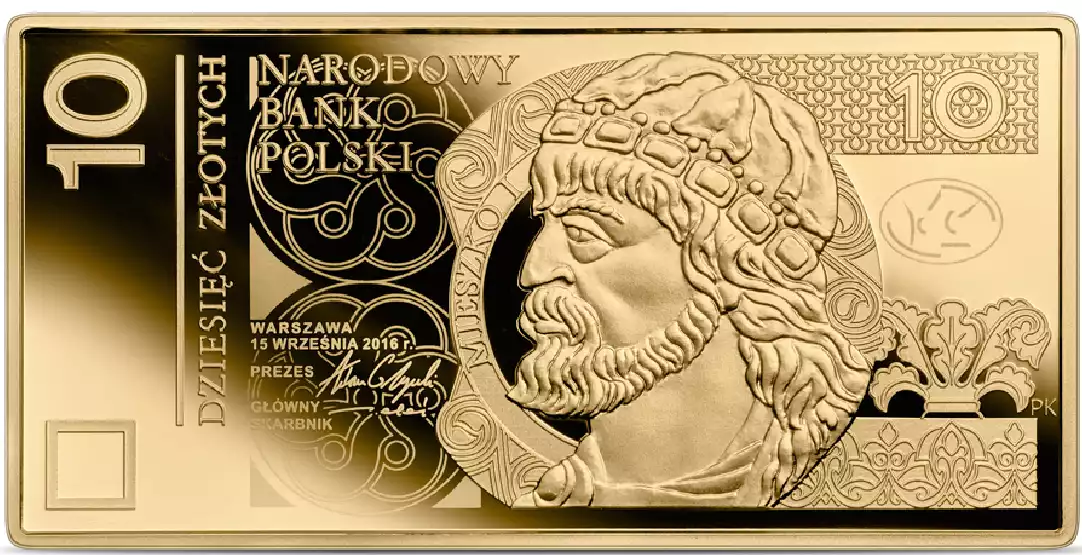 10 zł 2023 Polskie banknoty obiegowe - złota moneta