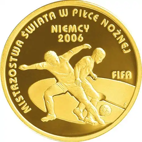 100 zł Mistrzostwa Świata w Piłce Nożnej Niemcy 2006 - złota moneta