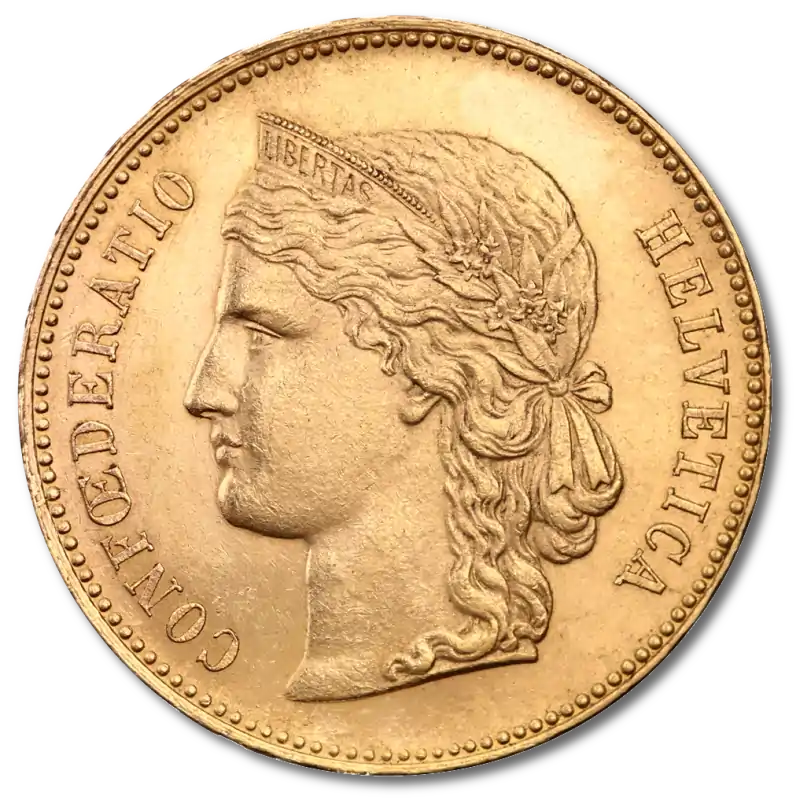 20 Franków Szwajcarskich Helvetica 1883 - 1896 - złota moneta