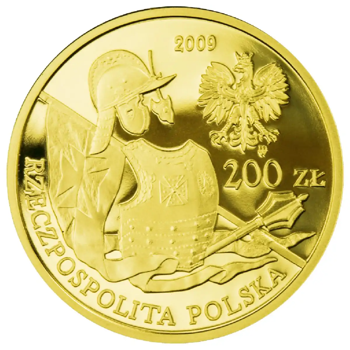 200 zł Historia Jazdy Polskiej: Husarz XVII wiek 2009 - złota moneta