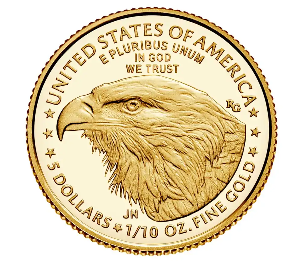 Amerykański Orzeł 1/10 uncji 2021 nowy motyw - złota moneta