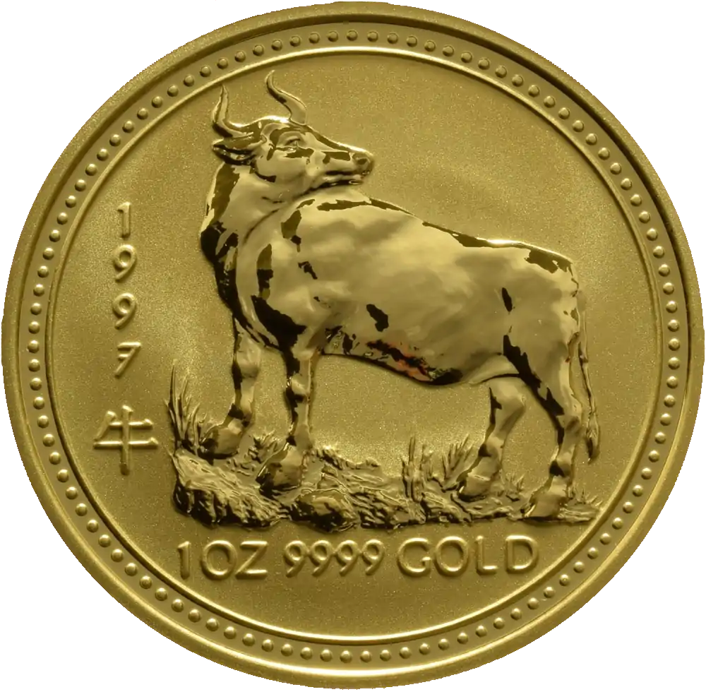 Australijski Lunar - Rok Wołu 1997 1 uncja - złota moneta