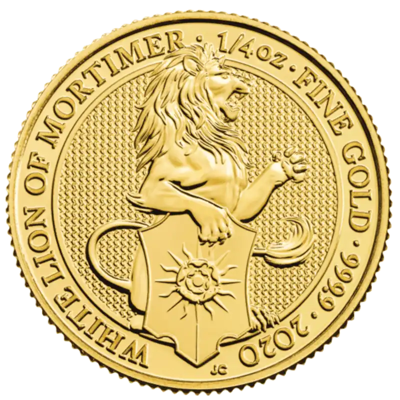 Bestie Królowej 2020: Biały Lew Mortimerów 1/4 uncji - złota moneta