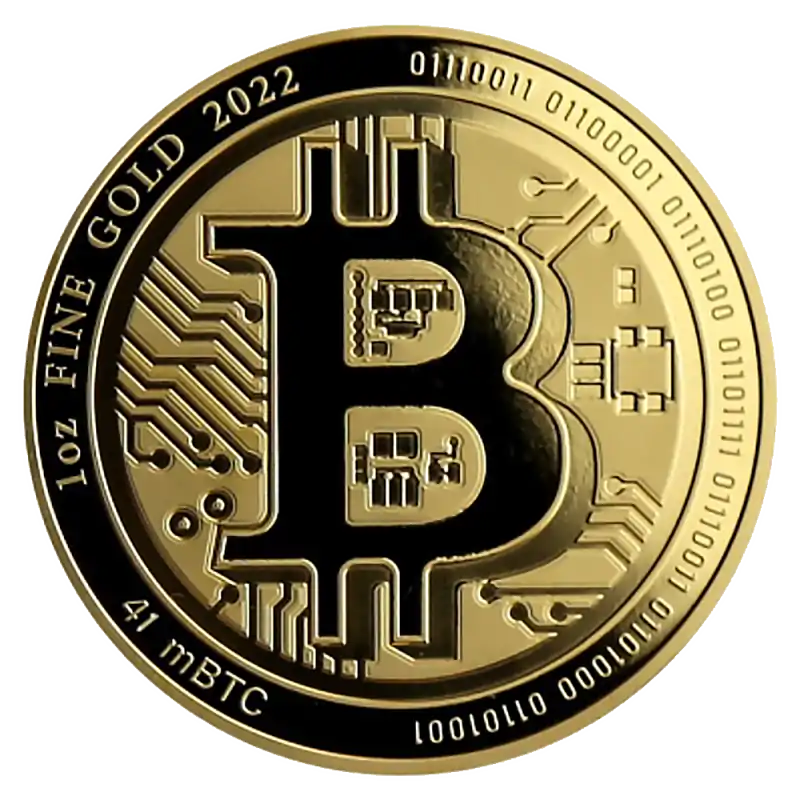 Bitcoin 1 uncja 2022 - złota moneta