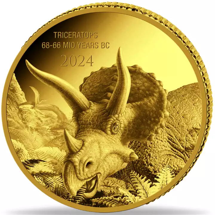 Congo Prehistoric Life: Triceratops 0,5 grama 2024 Proof - złota moneta