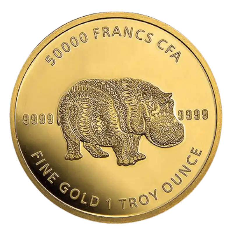 Czad Mandala Hipopotam 1 uncja 2020 - złota moneta