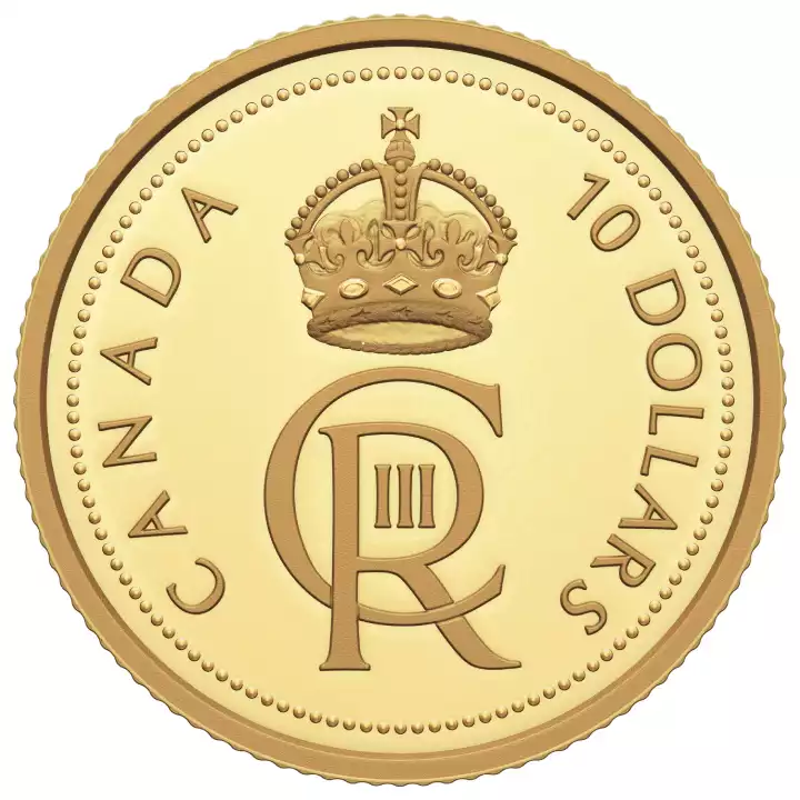 His Majesty King Charles III Royal Cypher 10 CAD 2023 Proof - złota moneta
