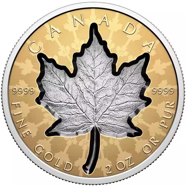 Kanadyjski Liść Klonowy Super Incuse 2 uncje 2024 Reverse Proof - złota moneta