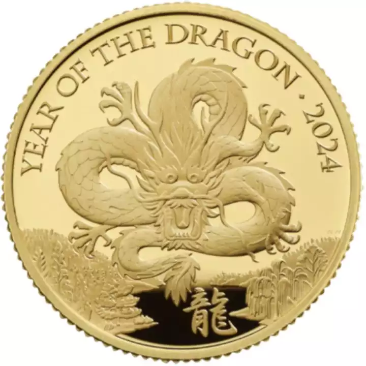 Lunar: Rok Smoka 1/4 uncji 2024 Proof UK - złota moneta
