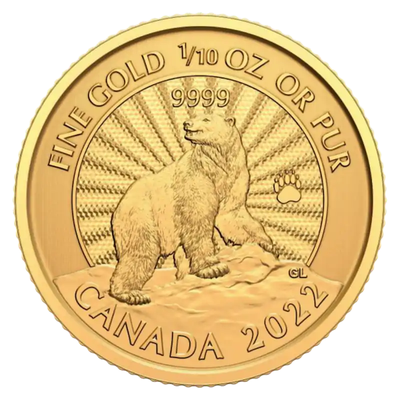 Niedźwiedź Polarny 1/10 uncji 2022 - złota moneta
