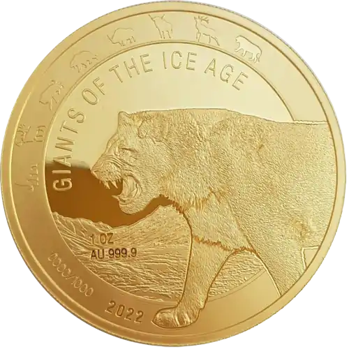 Olbrzymy epoki lodowcowej: Lew Jaskiniowy 1 uncja 2022 - złota moneta