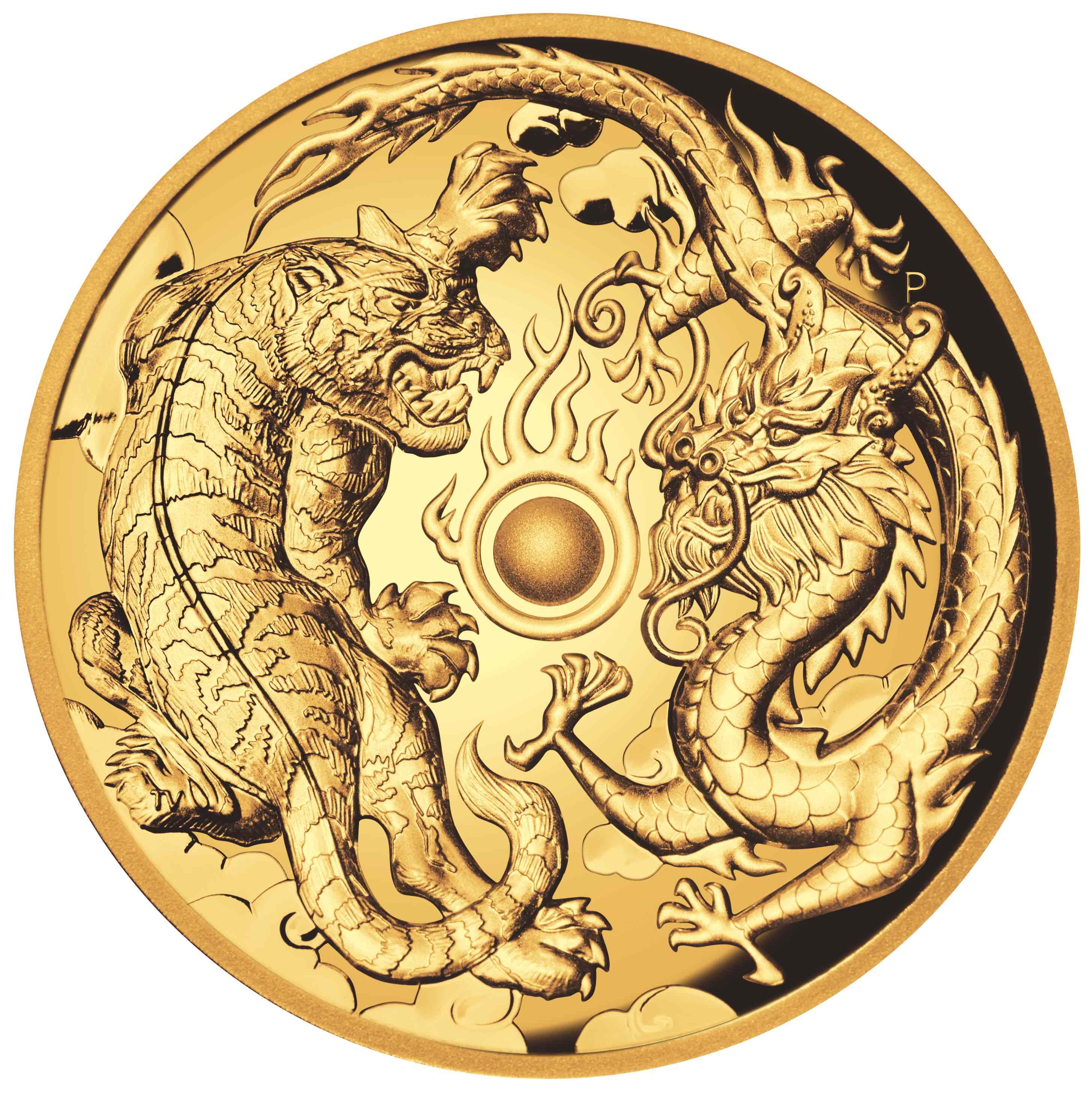 Smok i Tygrys 2018 2 uncje - złota moneta