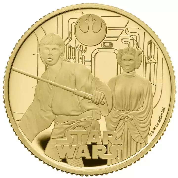 Star Wars: Luke Skywalker and Princess Leia 1/4 uncjI Złota 2023 Proof - złota moneta