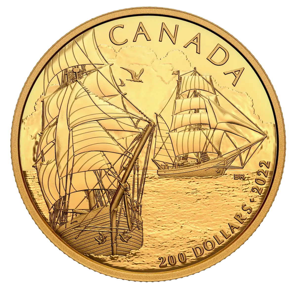 Tall Ships: Brigantine 1/2 uncji 2022 Proof - złota moneta