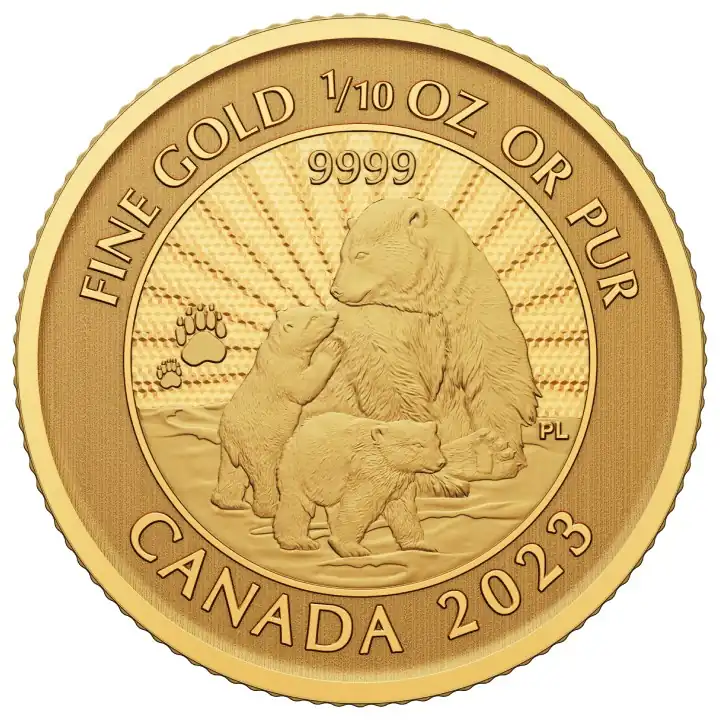 The Majestic Polar Bear 1/10 uncji 2023 - złota moneta