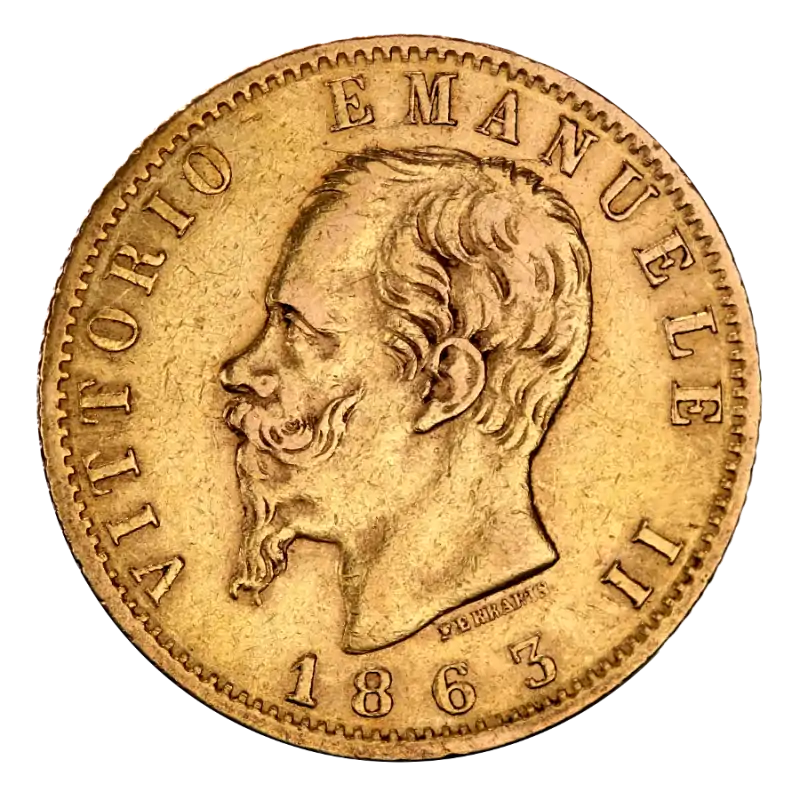 Włoskie 20 Lirów – Wiktor Emanuel II - złota moneta