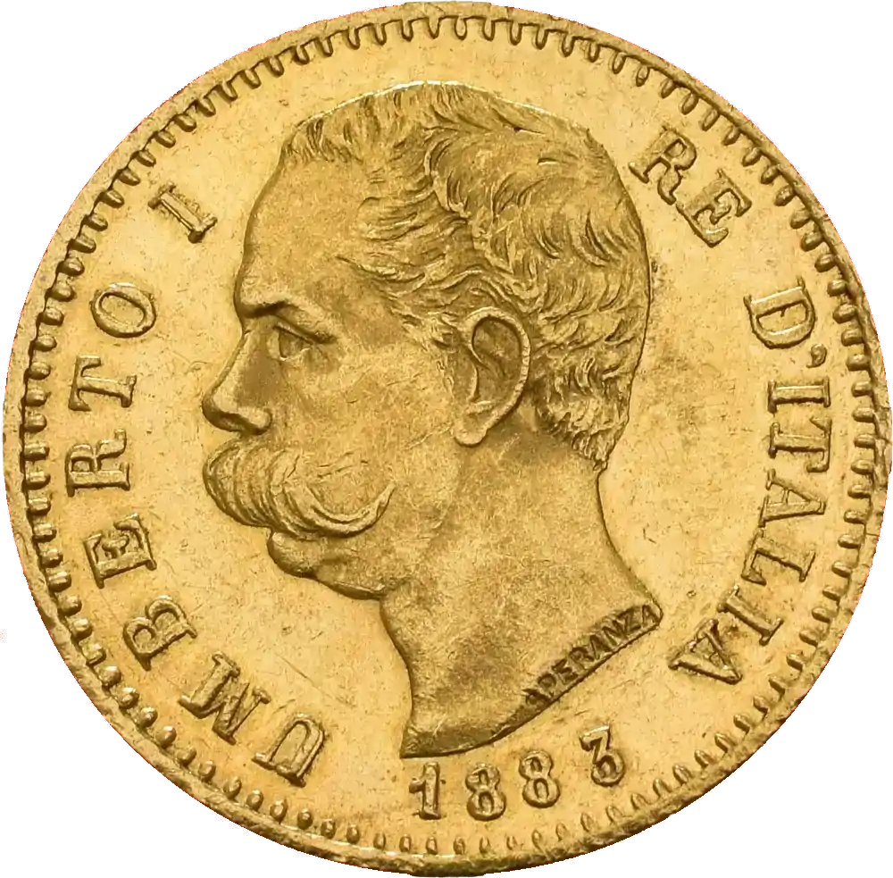 Włoskie 20 Lirów – Umberto I  - złota moneta
