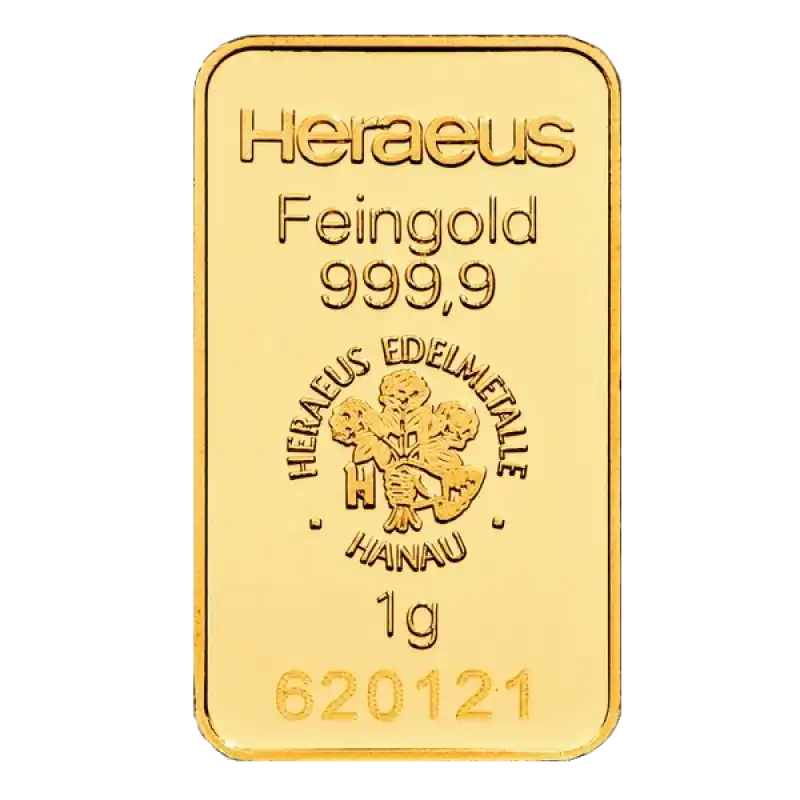 Złota sztabka 1 gram Heraeus