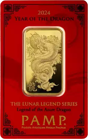 Złota sztabka 1 uncja Pamp Lunar Legend of the Azure Dragon Rok Smoka 2024