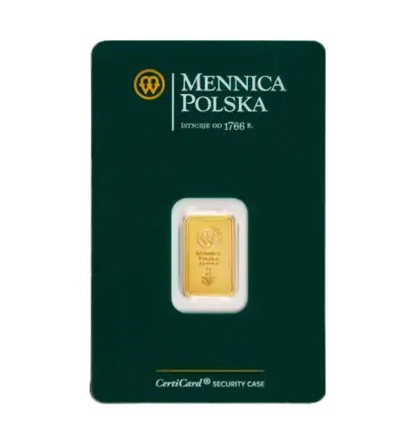 Zestaw 5 x złota sztabka 2 gramy Mennica Polska