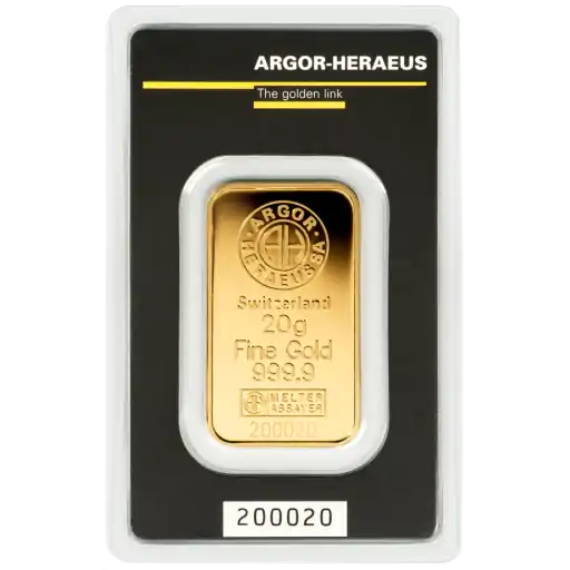 Złota sztabka 20 gramów Argor-Heraeus