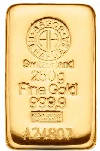 Złota sztabka 250 gramów Argor-Heraeus