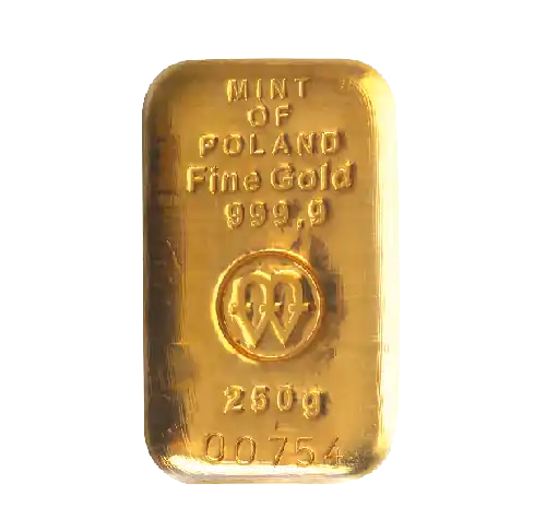 Zestaw 2 x złota sztabka 250 gramów Mennica Polska