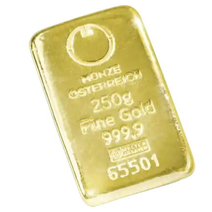 Złota sztabka 250 gramów Münze Österreich