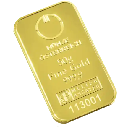 Złota sztabka 50 gramów Münze Österreich