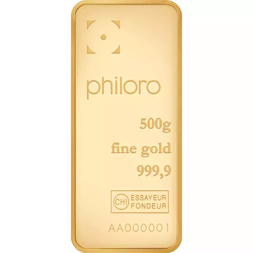Złota sztabka 500 gramów Valcambi Philoro