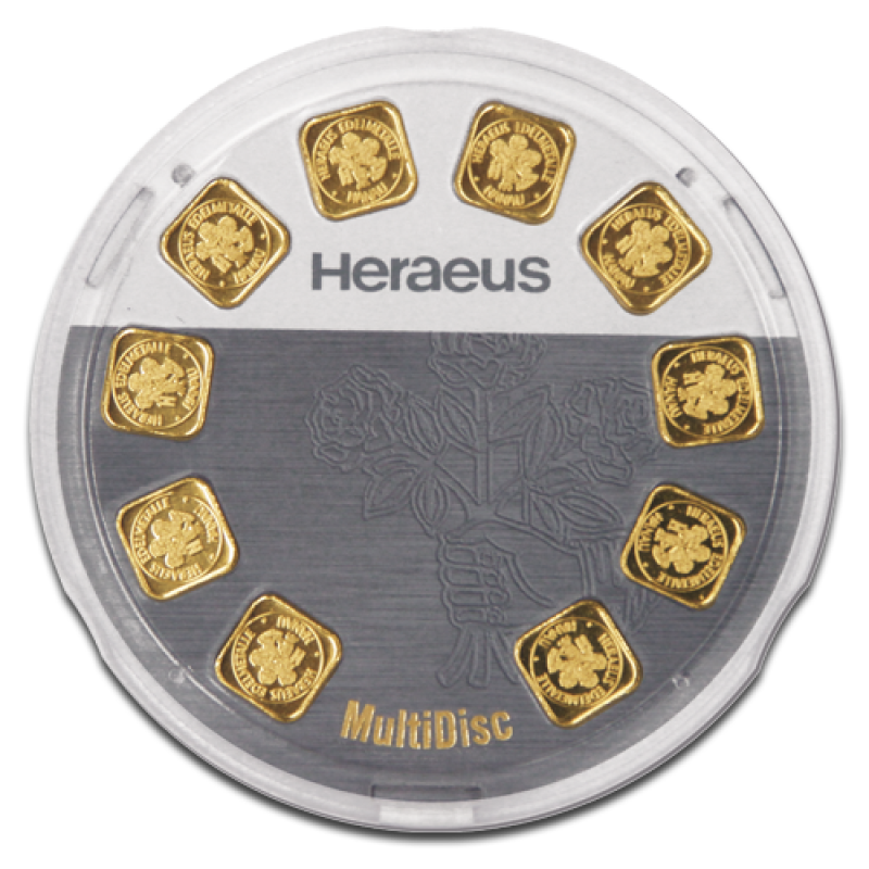 Złota sztabka Heraeus 10 x 1g MultiDisc