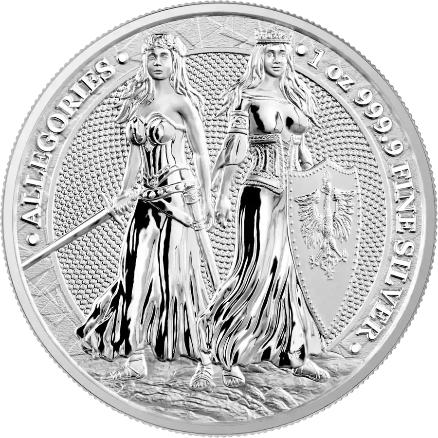Allegories: Polonia & Germania 1 uncja 2022 - srebrna moneta