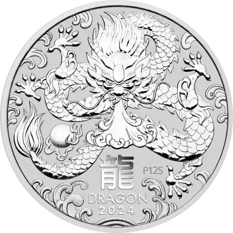 Australijski Lunar: Rok Smoka 2024 5 uncji - srebrna moneta