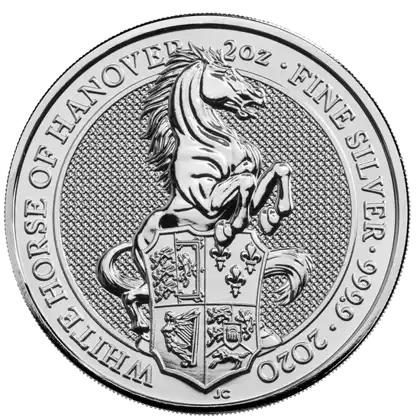 Bestie Królowej 2020: Biały Koń Hanoweru 2 uncje - srebrna moneta