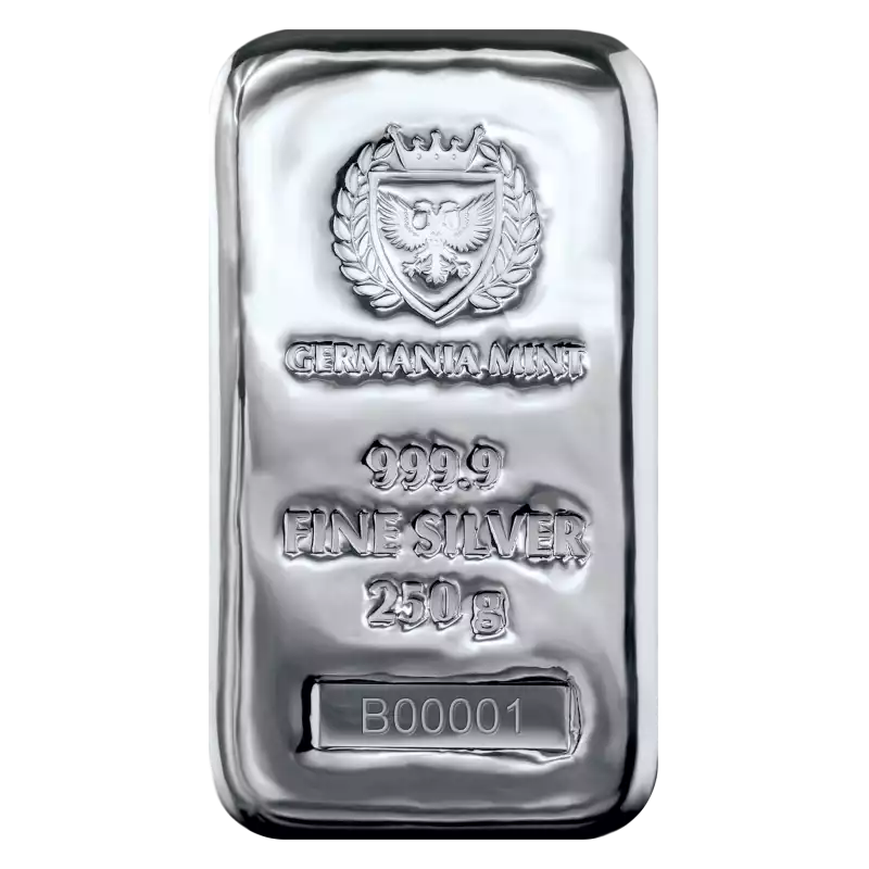 Srebrna sztabka 250 gramów Germania Mint odlewana