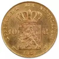 10 Guldenów holenderskich Willem III rewers