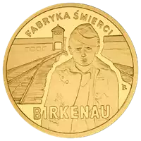 100 zł 65. rocznica oswobodzenia KL Auschwitz-Birkenau 2010 - złota moneta