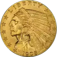 2,5 Dolara Indian Head - złota moneta