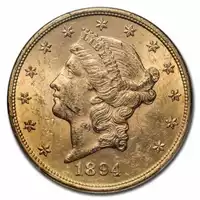 20 Dolarów Złoty Podwójny Orzeł 1894 awers