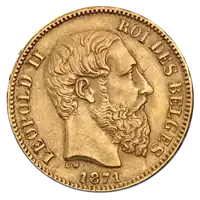 20 Franków Belgijskich Leopold II - złota moneta