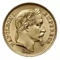 20 Franków Francuskich - Napoleon III z wieńcem - złota moneta