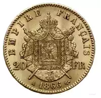 20 Franków Francuskich - Napoleon III z wieńcem rewers