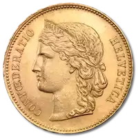 20 Franków Szwajcarskich Helvetica 1883 - 1896 - złota moneta