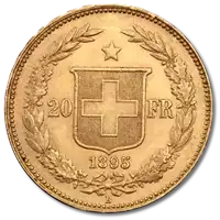 20 Franków Szwajcarskich Helvetica 1883 - 1896 rewers
