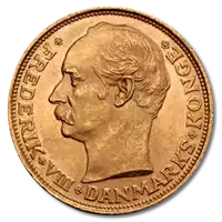 20 Koron Duńskich Fryderyk VIII złota moneta awers