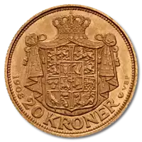 20 Koron Duńskich Fryderyk VIII złota moneta rewers
