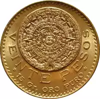 20 Pesos Meksykańskie złota moneta rewers