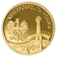 200 zł Historia Jazdy Polskiej Jeździec piastowski 2006 złota moneta awers