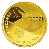 200 zł XX Zimowe Igrzyska Olimpijskie Turyn 2006 złota moneta awers