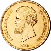 20000 Reis Pedro II złota moneta awers